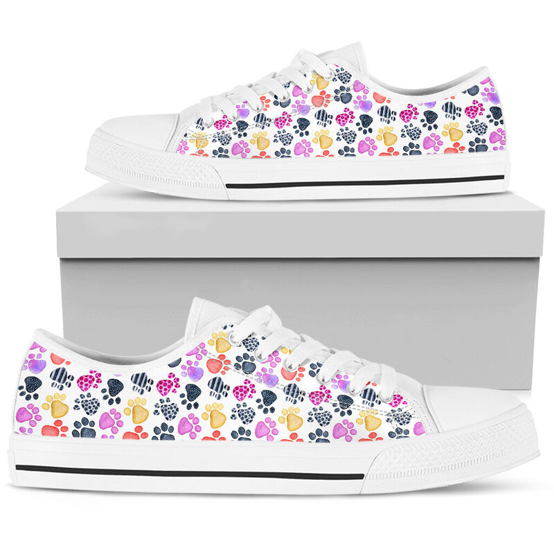 Dog Foot Watercolor Silhouette Low Top - TL 374233