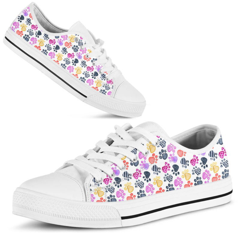 Dog Foot Watercolor Silhouette Low Top - TL 374227