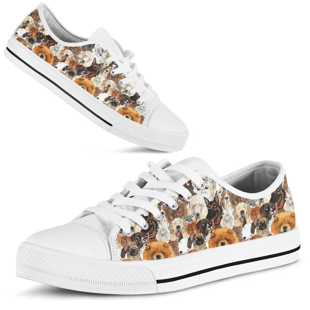 Dog Face Art Watercolor Low Top SKY 367206