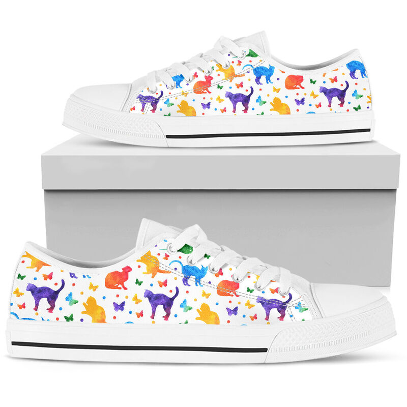Cat Watercolor Silhouette Low Top - TL 363297