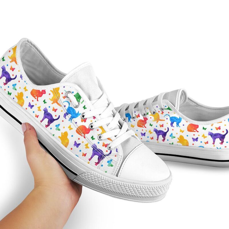 Cat Watercolor Silhouette Low Top - TL 363294