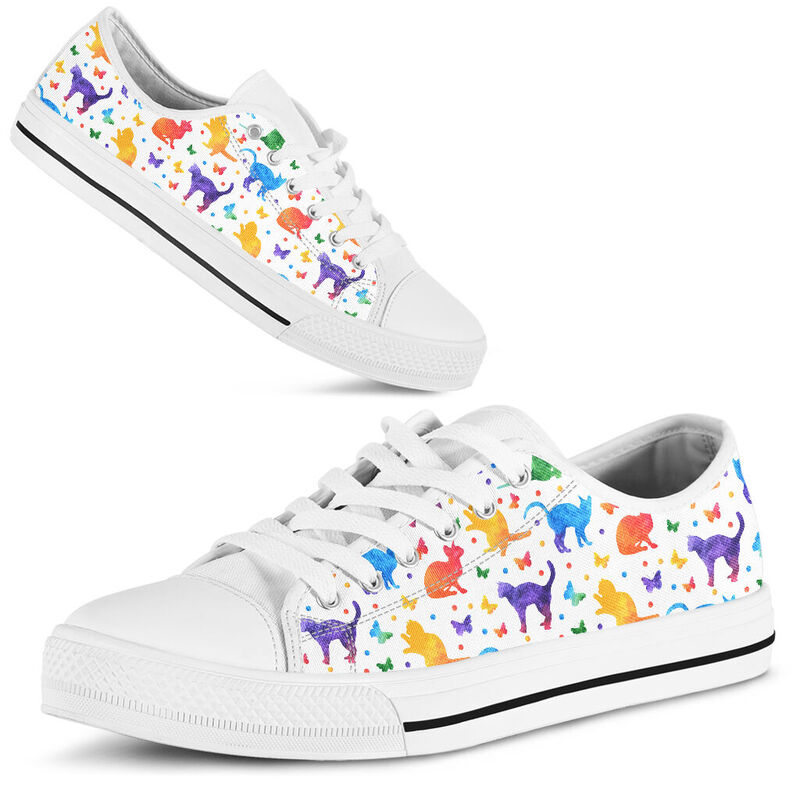 Cat Watercolor Silhouette Low Top - TL 363292