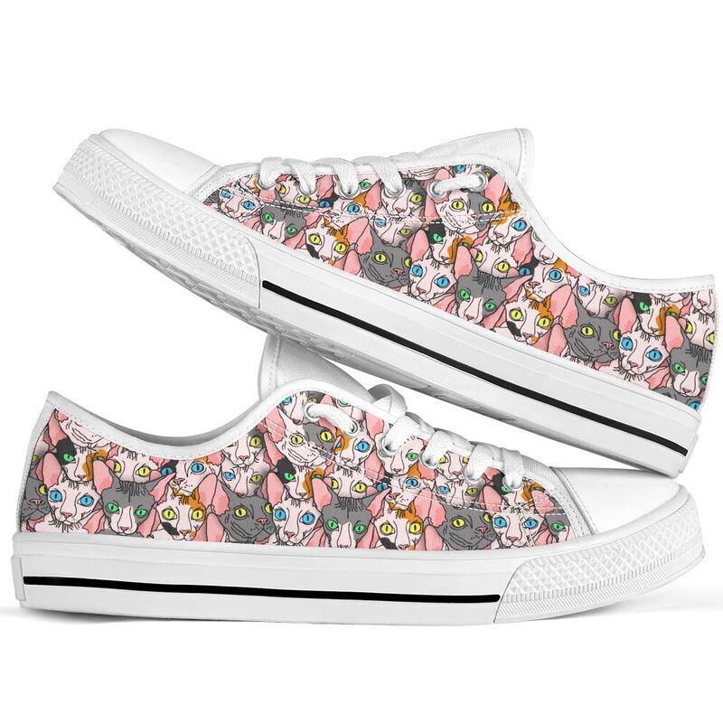 Sphynx cat Face Art Watercolor Low Top SKY 359783