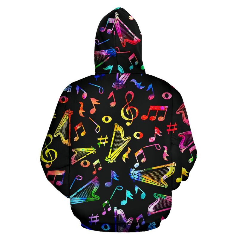 Harp Note Color Black full hoodie 350083