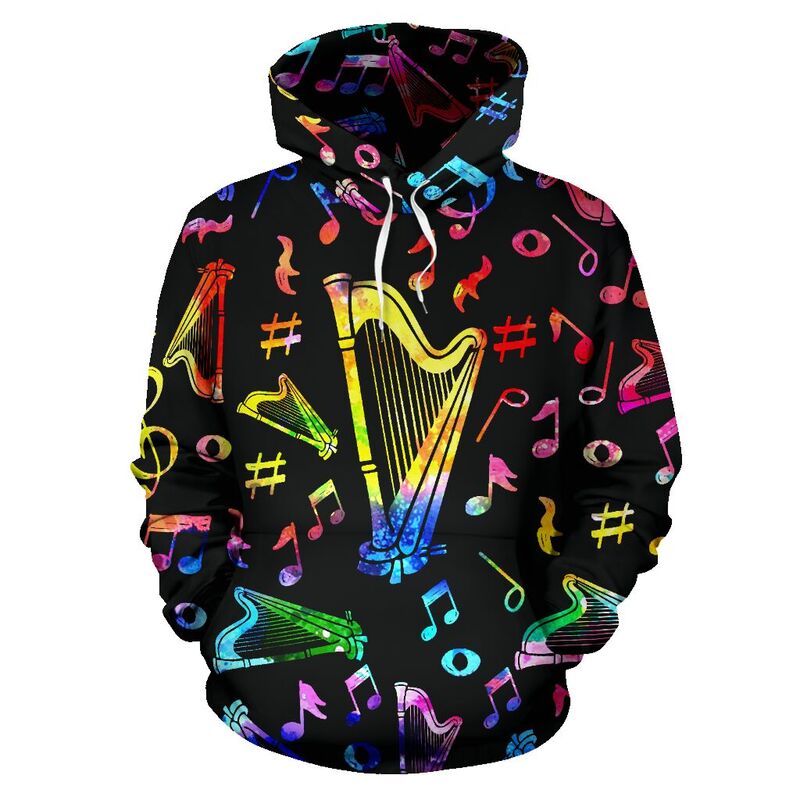 Harp Note Color Black full hoodie 350082