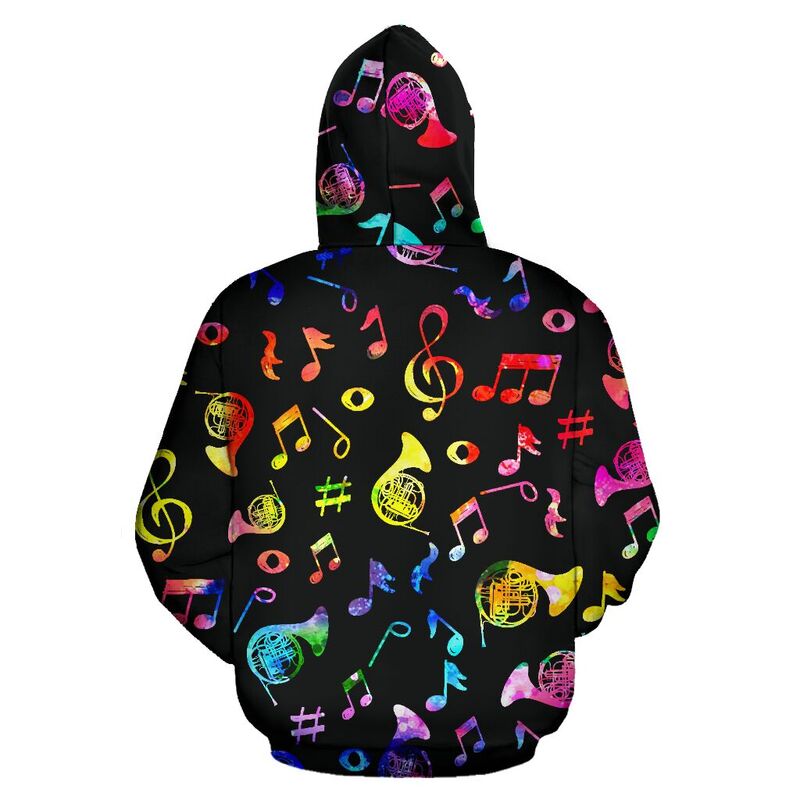 french horn Note Color Black full hoodie 348601