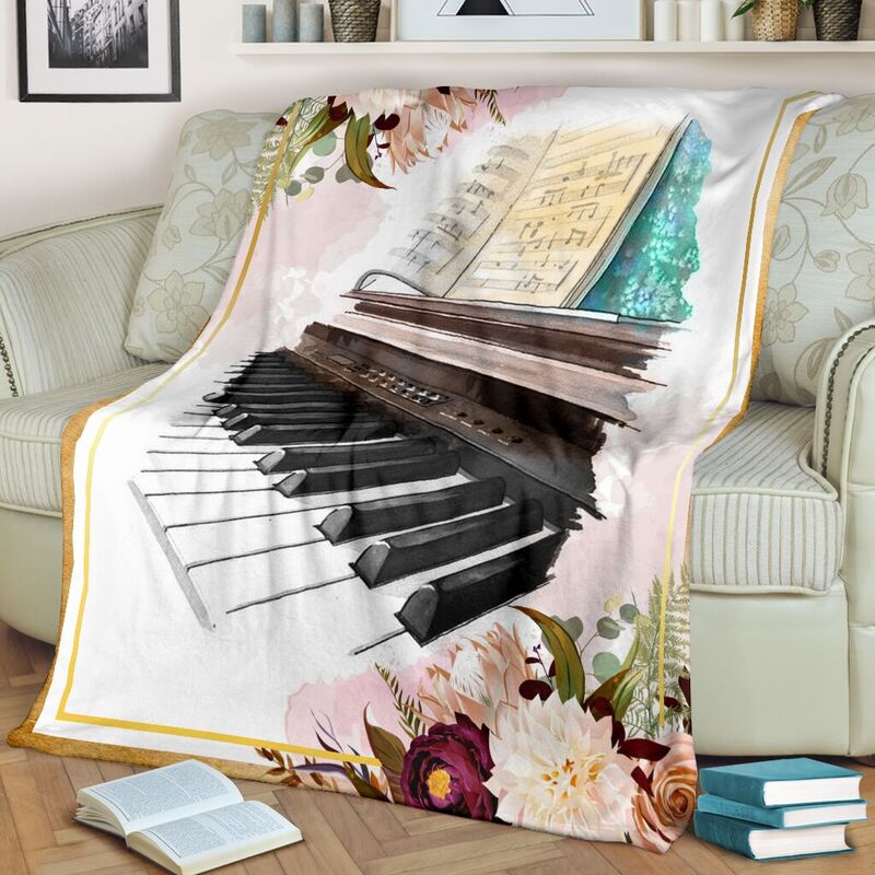 Piano-Flower-Wattercolor-Blanket_Piano-Flower-Wattercolor-Blanket-Fleece-Blanket-Personalized-Gifts-Custom-Blanket_2_20200723 Piano Flower Wattercolor Blanket@_springlifepro_pianoflow205e@premium-blanket Piano Flower Wattercolor Blanket Fleece Blanket, Personalized Gifts, Custom Blanket 600914