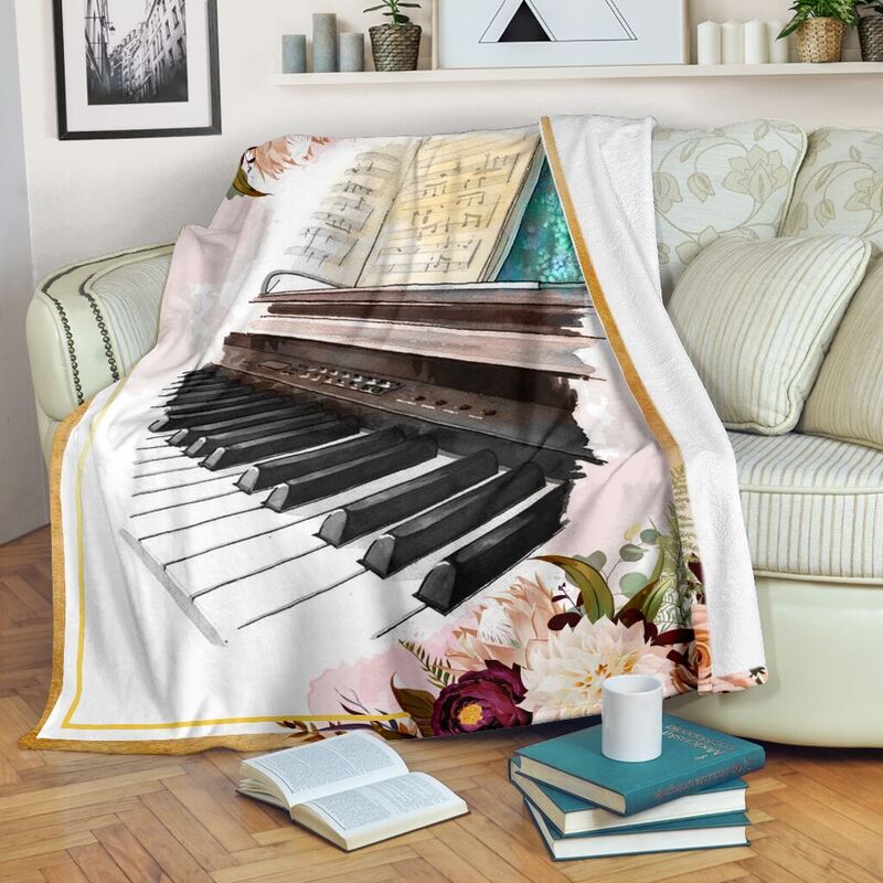 Piano-Flower-Wattercolor-Blanket_Piano-Flower-Wattercolor-Blanket-Fleece-Blanket-Personalized-Gifts-Custom-Blanket_1_20200723 Piano Flower Wattercolor Blanket@_springlifepro_pianoflow205e@premium-blanket Piano Flower Wattercolor Blanket Fleece Blanket, Personalized Gifts, Custom Blanket 600913