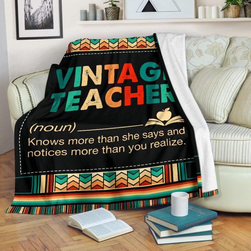 VINTAGE TEACHER BLANKET@_proudteaching_vintea65633@premium-blanket Vintage Teacher Blanket Fleece Blanket, Personalized Gifts, Custom Blanket 599347