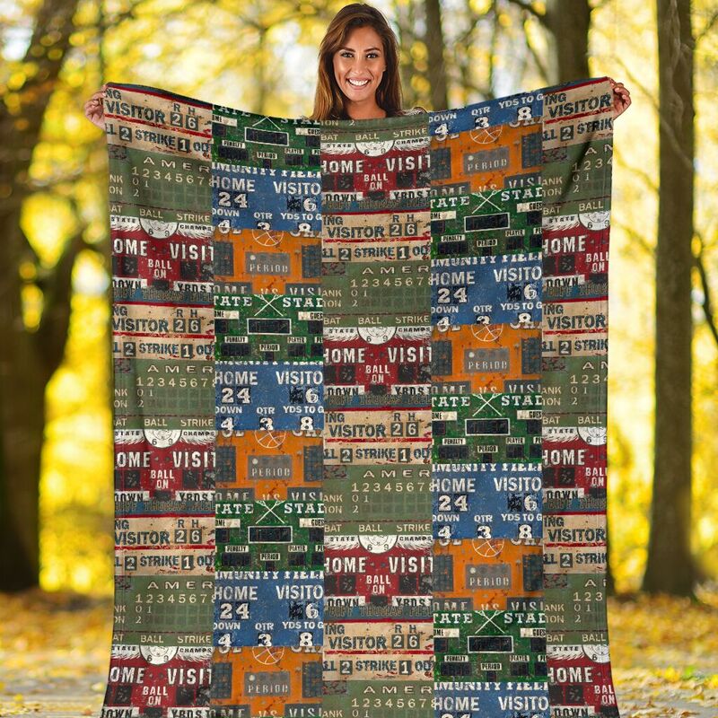 Sports Scoreboard Fabric Blanket@_proudteaching_sports63345@premium-blanket Sports Scoreboard Fabric Blanket Fleece Blanket, Personalized Gifts, Custom Blanket 599242