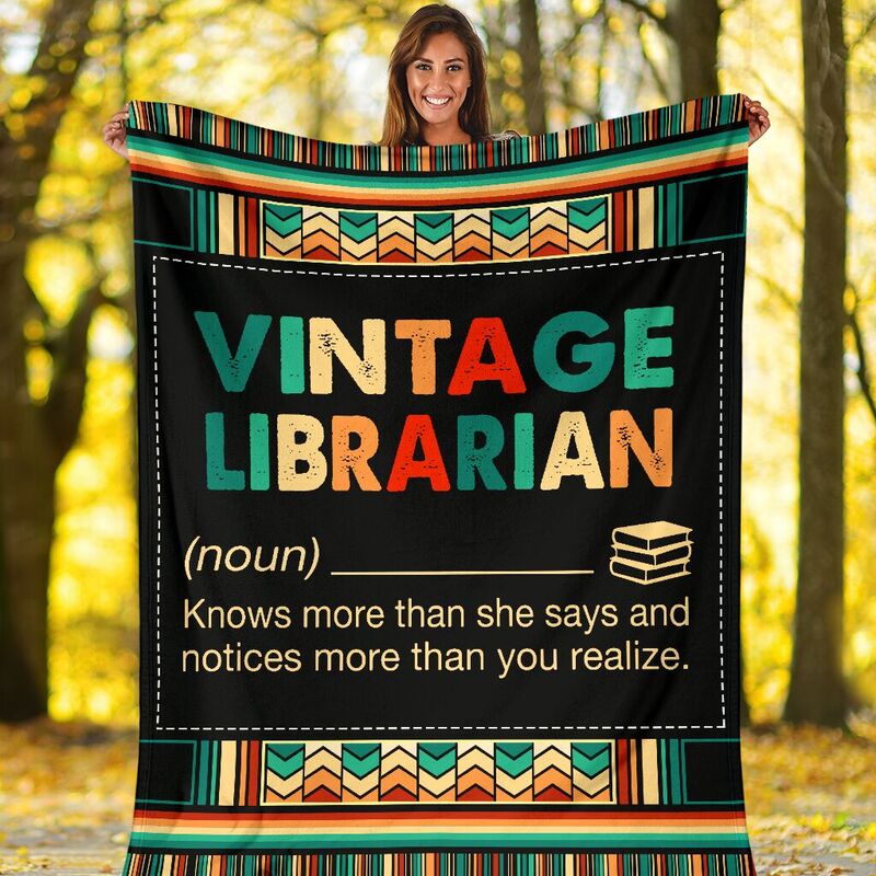 VINTAGE LIBRARIAN BLANKET@_proudteaching_vinlibra3774@premium-blanket Vintage Librarian Blanket Fleece Blanket, Personalized Gifts, Custom Blanket 598864