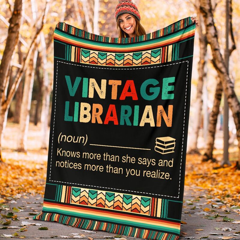 VINTAGE LIBRARIAN BLANKET@_proudteaching_vinlibra3774@premium-blanket Vintage Librarian Blanket Fleece Blanket, Personalized Gifts, Custom Blanket 598863