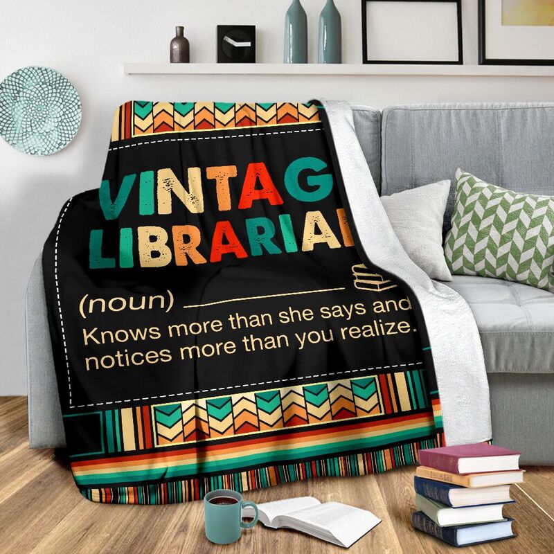 VINTAGE LIBRARIAN BLANKET@_proudteaching_vinlibra3774@premium-blanket Vintage Librarian Blanket Fleece Blanket, Personalized Gifts, Custom Blanket 598862