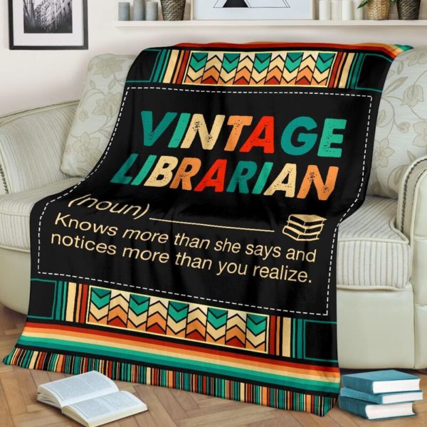 VINTAGE LIBRARIAN BLANKET@_proudteaching_vinlibra3774@premium-blanket Vintage Librarian Blanket Fleece Blanket, Personalized Gifts, Custom Blanket 598861