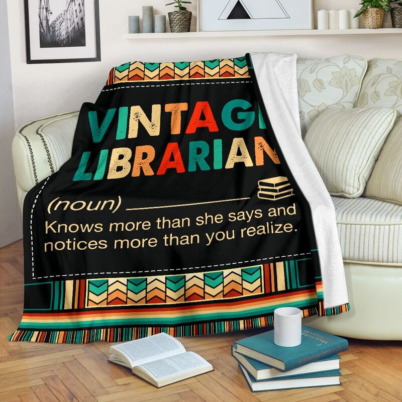 VINTAGE LIBRARIAN BLANKET@_proudteaching_vinlibra3774@premium-blanket Vintage Librarian Blanket Fleece Blanket, Personalized Gifts, Custom Blanket 598860