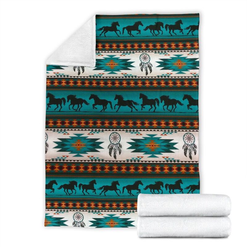 HORSE BOHO VINTAGE PRE BLANKET@_animalaholic_HOR1V21@premium-blanket Horse Boho Vintage Pre Blanket Fleece Blanket, Personalized Gifts, Custom Blanket 596724