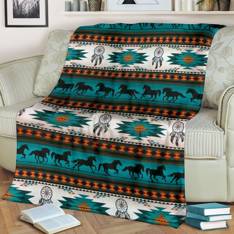 HORSE BOHO VINTAGE PRE BLANKET@_animalaholic_HOR1V21@premium-blanket Horse Boho Vintage Pre Blanket Fleece Blanket, Personalized Gifts, Custom Blanket 596719