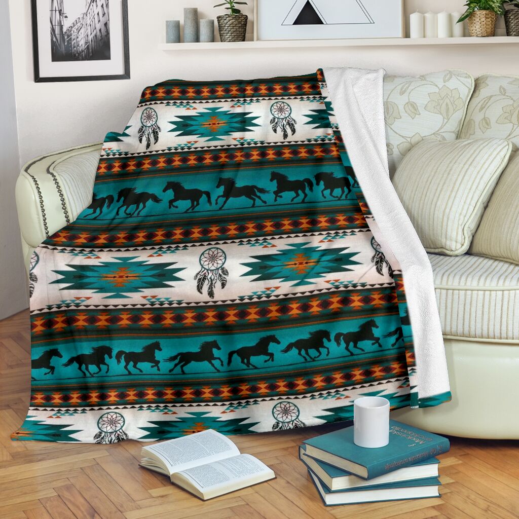 HORSE BOHO VINTAGE PRE BLANKET@_animalaholic_HOR1V21@premium-blanket Horse Boho Vintage Pre Blanket Fleece Blanket, Personalized Gifts, Custom Blanket 596717