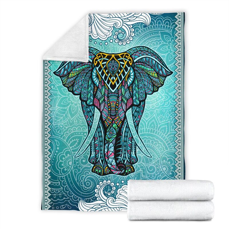 Elephant Mandala Art Color Blanket@_animallovepro_DGFHFGH@premium-blanket Elephant Mandala Art Color Blanket Fleece Blanket, Personalized Gifts, Custom Blanket 596444
