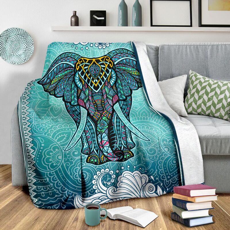 Elephant Mandala Art Color Blanket@_animallovepro_DGFHFGH@premium-blanket Elephant Mandala Art Color Blanket Fleece Blanket, Personalized Gifts, Custom Blanket 596440