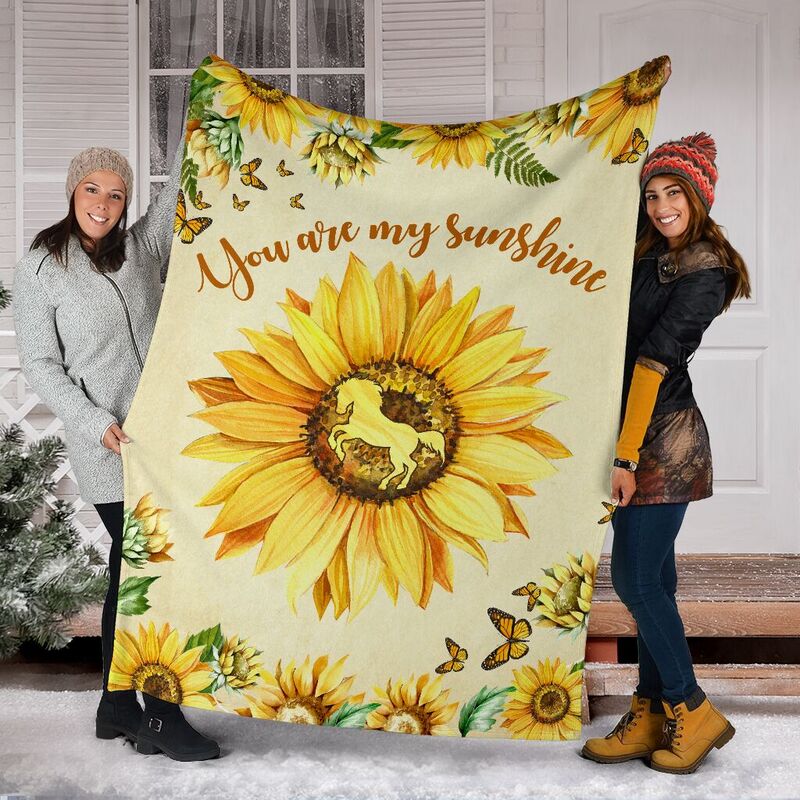 horse sunflower butterfly watercolor blanket_TTA@_animallovepro_horse3eywryw734@premium-blanket Horse Sunflower Butterfly Watercolor Blanket_Tta Fleece Blanket, Personalized Gifts, Custom Blanket 593530