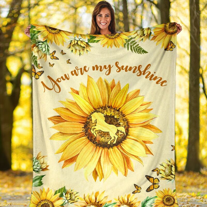 horse sunflower butterfly watercolor blanket_TTA@_animallovepro_horse3eywryw734@premium-blanket Horse Sunflower Butterfly Watercolor Blanket_Tta Fleece Blanket, Personalized Gifts, Custom Blanket 593529