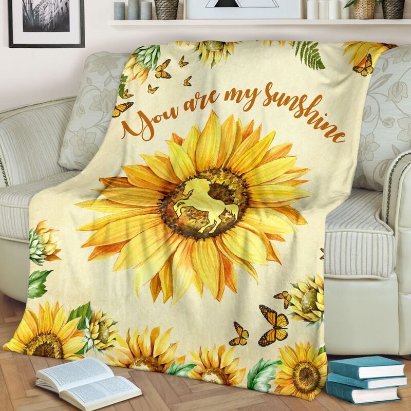 horse sunflower butterfly watercolor blanket_TTA@_animallovepro_horse3eywryw734@premium-blanket Horse Sunflower Butterfly Watercolor Blanket_Tta Fleece Blanket, Personalized Gifts, Custom Blanket 593526