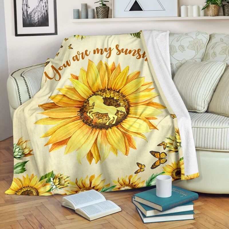 horse sunflower butterfly watercolor blanket_TTA@_animallovepro_horse3eywryw734@premium-blanket Horse Sunflower Butterfly Watercolor Blanket_Tta Fleece Blanket, Personalized Gifts, Custom Blanket 593525