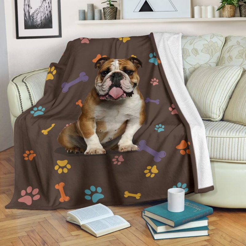 Bulldog brown blanket and color decor@_shoesnp_dt_3_Bulldog_brown_blanket_and_color_decor@premium-blanket Bulldog Brown Blanket And Color Decor Fleece Blanket, Personalized Gifts, Custom Blanket 592849