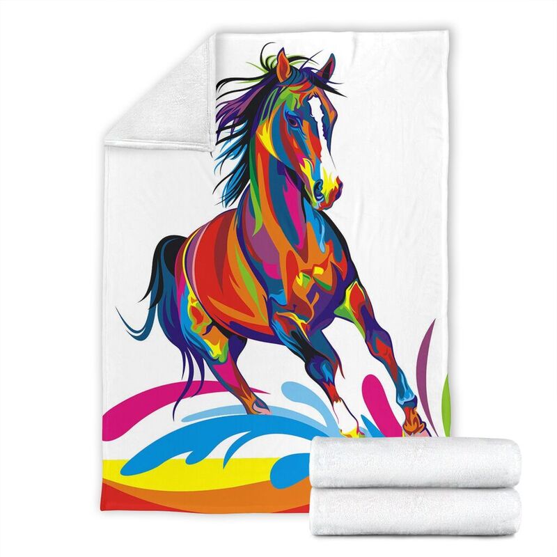 horse color painting blanket@_animallovepro_horse75873@premium-blanket Horse Color Painting Blanket Fleece Blanket, Personalized Gifts, Custom Blanket 591739