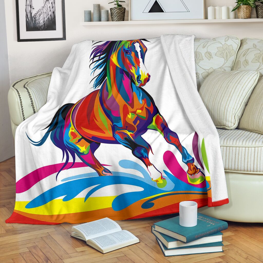 horse color painting blanket@_animallovepro_horse75873@premium-blanket Horse Color Painting Blanket Fleece Blanket, Personalized Gifts, Custom Blanket 591732