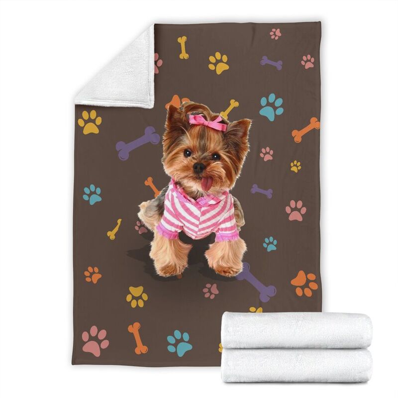 Yorkshire terrier brown blanket and color decor@_shoesnp_dt_3_Yorkshire_terrier_brown_blanket_and_color_decor@premium-blanket Yorkshire Terrier Brown Blanket And Color Decor Fleece Blanket, Personalized Gifts, Custom Blanket 591661
