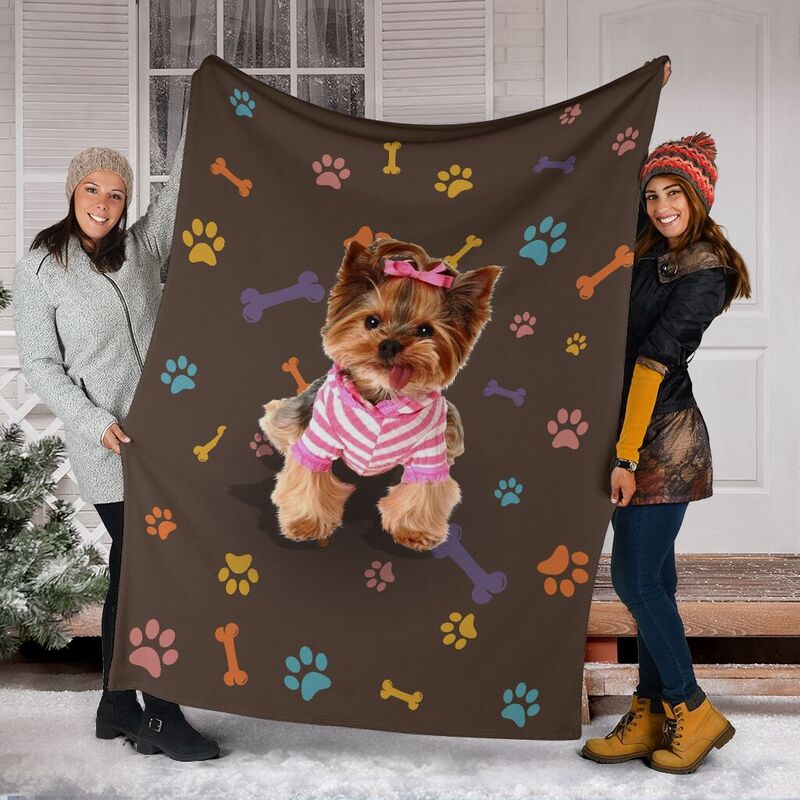 Yorkshire terrier brown blanket and color decor@_shoesnp_dt_3_Yorkshire_terrier_brown_blanket_and_color_decor@premium-blanket Yorkshire Terrier Brown Blanket And Color Decor Fleece Blanket, Personalized Gifts, Custom Blanket 591660