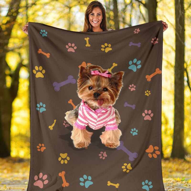 Yorkshire terrier brown blanket and color decor@_shoesnp_dt_3_Yorkshire_terrier_brown_blanket_and_color_decor@premium-blanket Yorkshire Terrier Brown Blanket And Color Decor Fleece Blanket, Personalized Gifts, Custom Blanket 591659