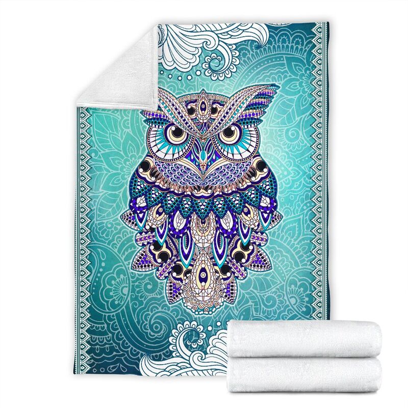 Owl Mandala Art Color Blanket@_animallovepro_fhkj@premium-blanket Owl Mandala Art Color Blanket Fleece Blanket, Personalized Gifts, Custom Blanket 591505