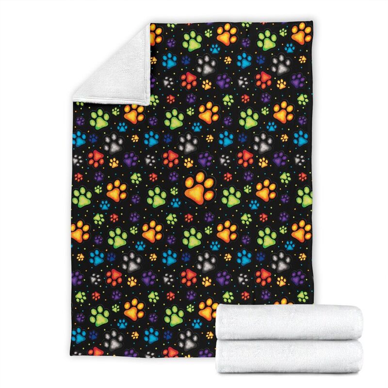 Dog Paw color pattern Blanket SKY@_animallovepro_dogpwpt@premium-blanket Dog Paw Color Pattern Blanket Sky Fleece Blanket, Personalized Gifts, Custom Blanket 591154