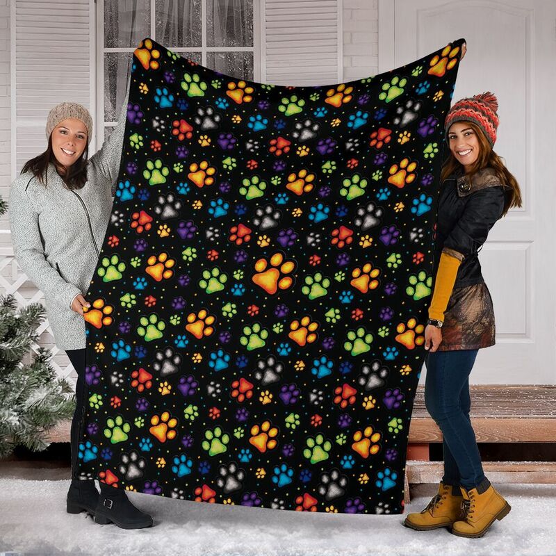 Dog Paw color pattern Blanket SKY@_animallovepro_dogpwpt@premium-blanket Dog Paw Color Pattern Blanket Sky Fleece Blanket, Personalized Gifts, Custom Blanket 591153
