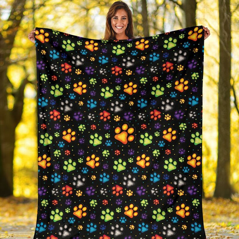 Dog Paw color pattern Blanket SKY@_animallovepro_dogpwpt@premium-blanket Dog Paw Color Pattern Blanket Sky Fleece Blanket, Personalized Gifts, Custom Blanket 591152