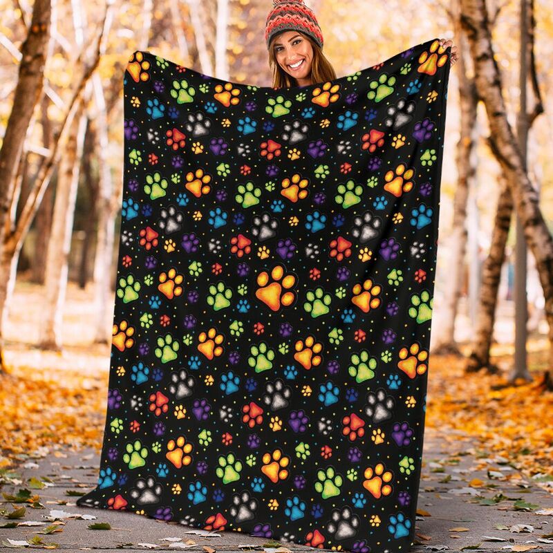 Dog Paw color pattern Blanket SKY@_animallovepro_dogpwpt@premium-blanket Dog Paw Color Pattern Blanket Sky Fleece Blanket, Personalized Gifts, Custom Blanket 591151