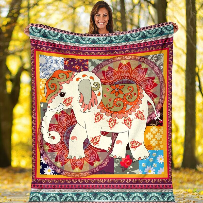 Elephant Vintage square Blanket@_animallovepro_elebla6374@premium-blanket Elephant Vintage Square Blanket Fleece Blanket, Personalized Gifts, Custom Blanket 589744