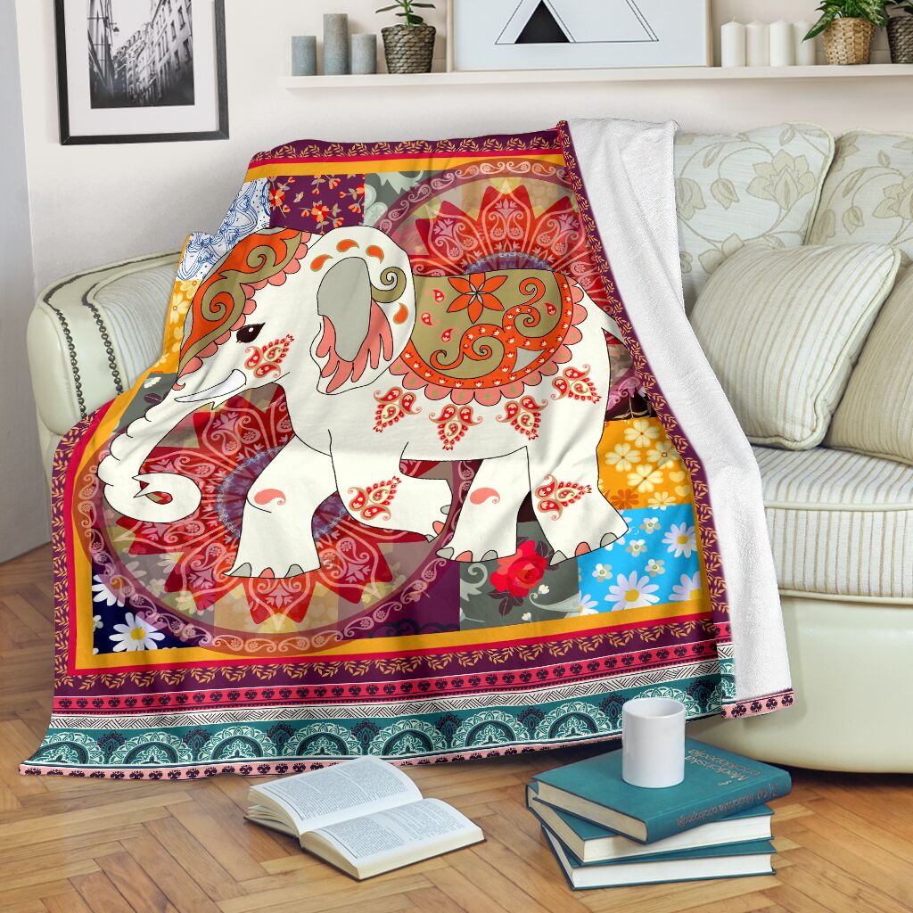 Elephant Vintage square Blanket@_animallovepro_elebla6374@premium-blanket Elephant Vintage Square Blanket Fleece Blanket, Personalized Gifts, Custom Blanket 589739
