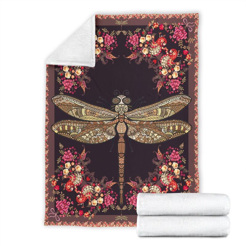 dragonfly pattern vintage blanket@_shoesnp_lt_8_dragonfly_pattern_vintage_blanket@premium-blanket Dragonfly Pattern Vintage Blanket Fleece Blanket, Personalized Gifts, Custom Blanket 588953