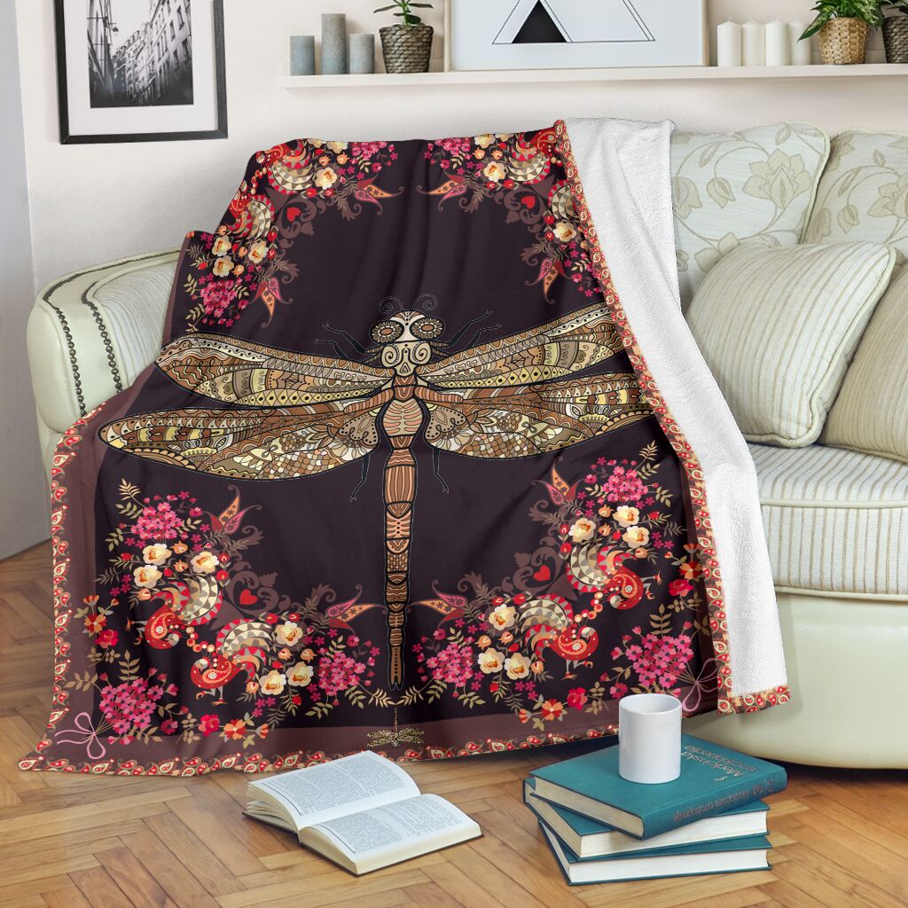 dragonfly pattern vintage blanket@_shoesnp_lt_8_dragonfly_pattern_vintage_blanket@premium-blanket Dragonfly Pattern Vintage Blanket Fleece Blanket, Personalized Gifts, Custom Blanket 588946