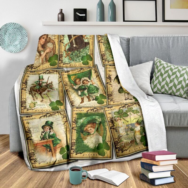 Irish - Vintage St Patrick's Day Blanket 2@_proudteaching_sfdgdfhgjhg@premium-blanket Irish - Vintage St Patrick'S Day Blanket 2 Fleece Blanket, Personalized Gifts, Custom Blanket 587969
