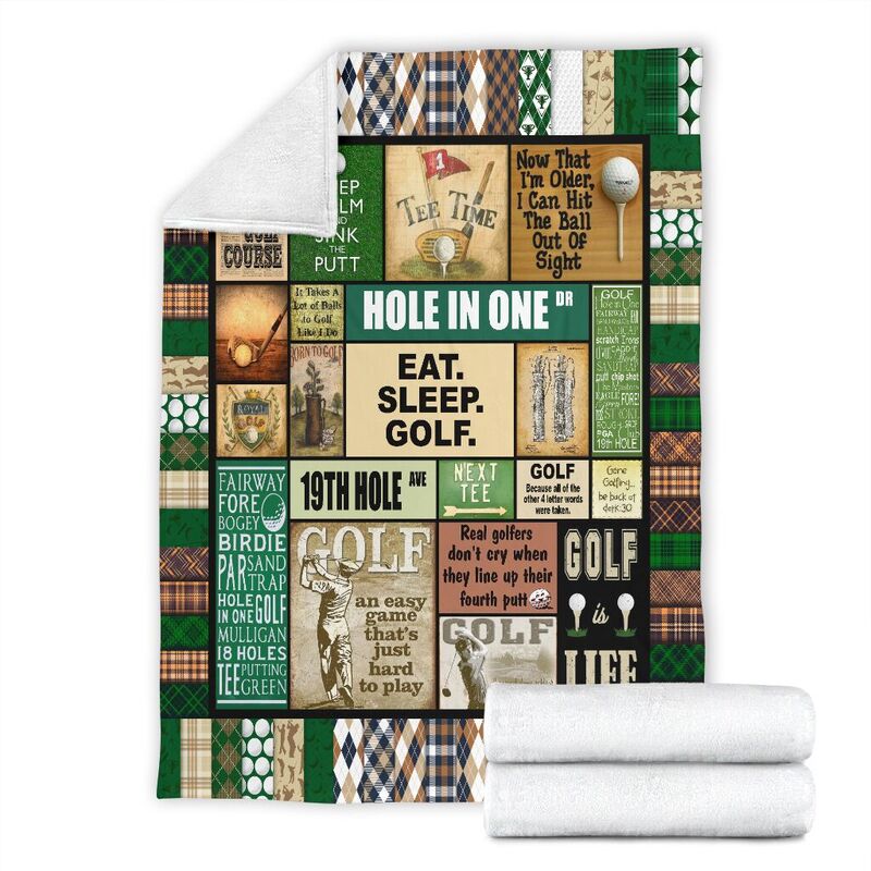 GOLF PATTERN VINTAGE BLANKET@_golflifepro_golfpttbla746@premium-blanket Golf Pattern Vintage Blanket Fleece Blanket, Personalized Gifts, Custom Blanket 587015