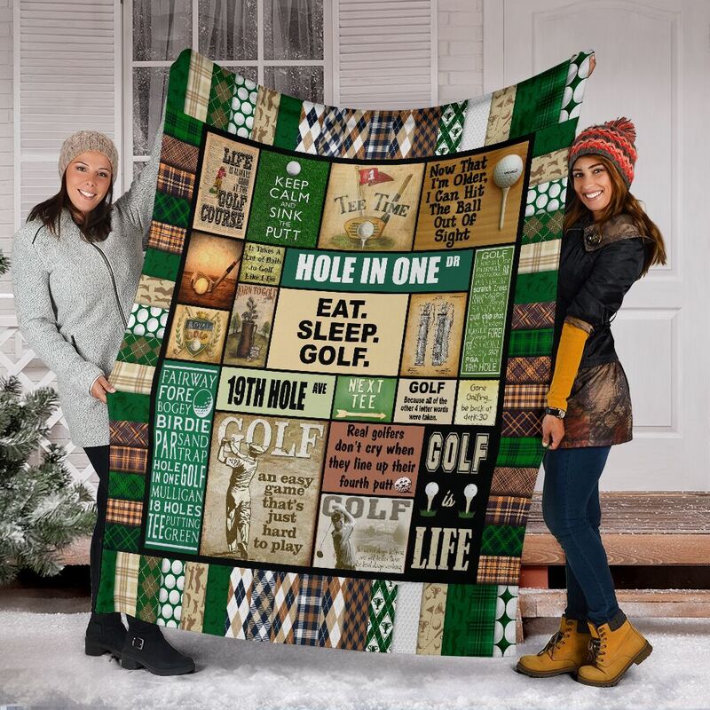 GOLF PATTERN VINTAGE BLANKET@_golflifepro_golfpttbla746@premium-blanket Golf Pattern Vintage Blanket Fleece Blanket, Personalized Gifts, Custom Blanket 587014