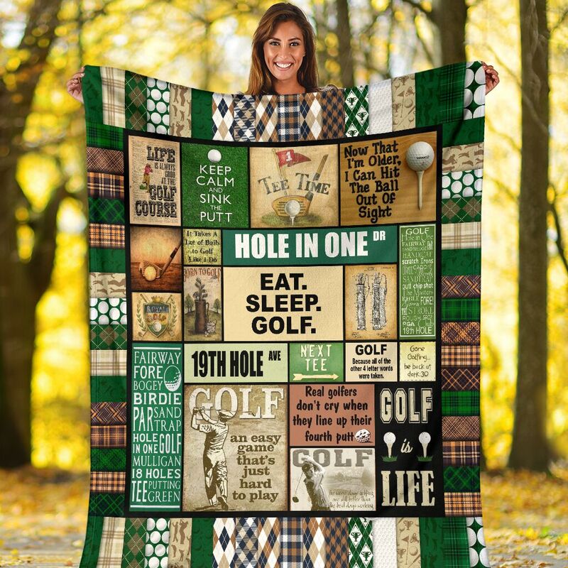 GOLF PATTERN VINTAGE BLANKET@_golflifepro_golfpttbla746@premium-blanket Golf Pattern Vintage Blanket Fleece Blanket, Personalized Gifts, Custom Blanket 587013