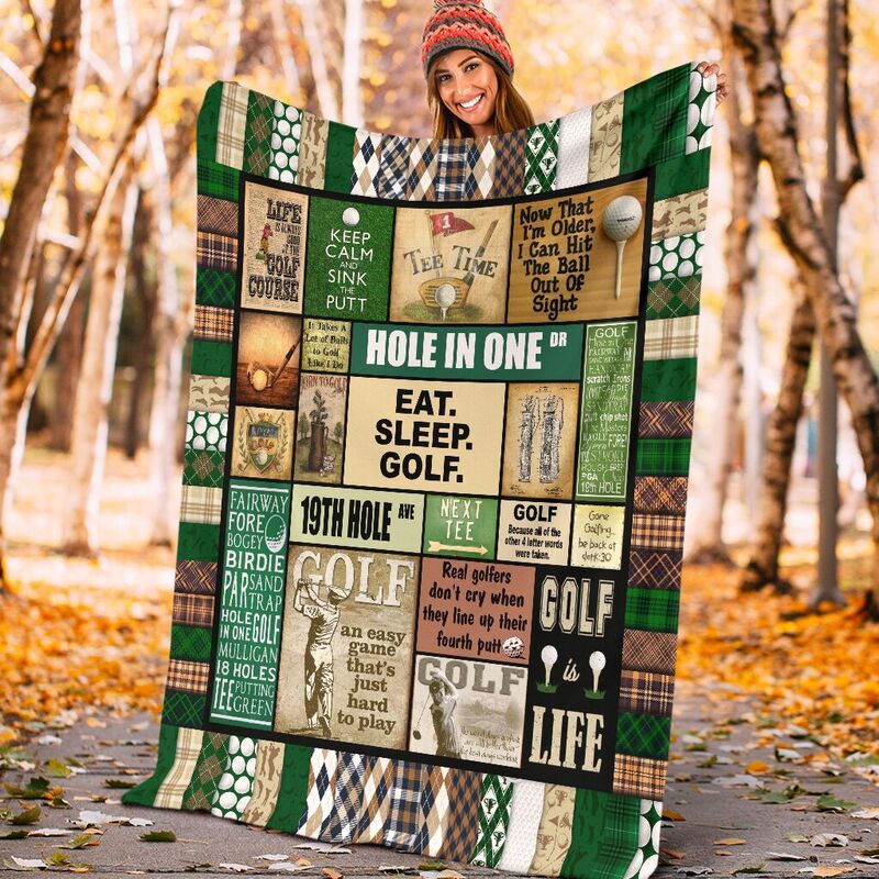GOLF PATTERN VINTAGE BLANKET@_golflifepro_golfpttbla746@premium-blanket Golf Pattern Vintage Blanket Fleece Blanket, Personalized Gifts, Custom Blanket 587012