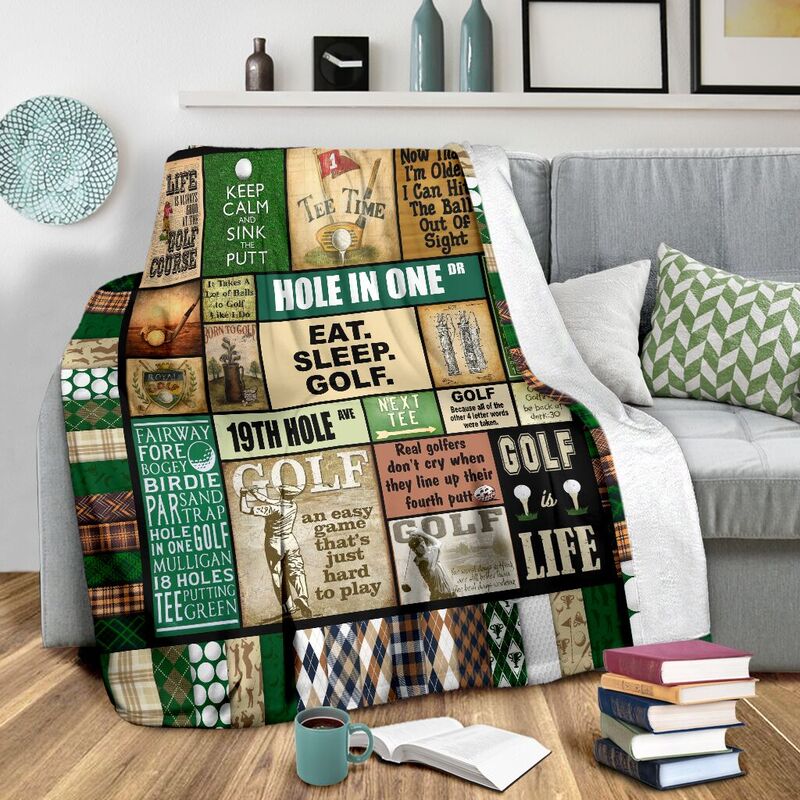 GOLF PATTERN VINTAGE BLANKET@_golflifepro_golfpttbla746@premium-blanket Golf Pattern Vintage Blanket Fleece Blanket, Personalized Gifts, Custom Blanket 587011