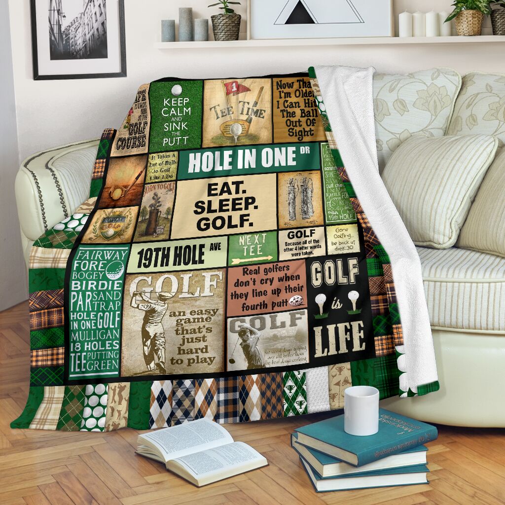 GOLF PATTERN VINTAGE BLANKET@_golflifepro_golfpttbla746@premium-blanket Golf Pattern Vintage Blanket Fleece Blanket, Personalized Gifts, Custom Blanket 587008